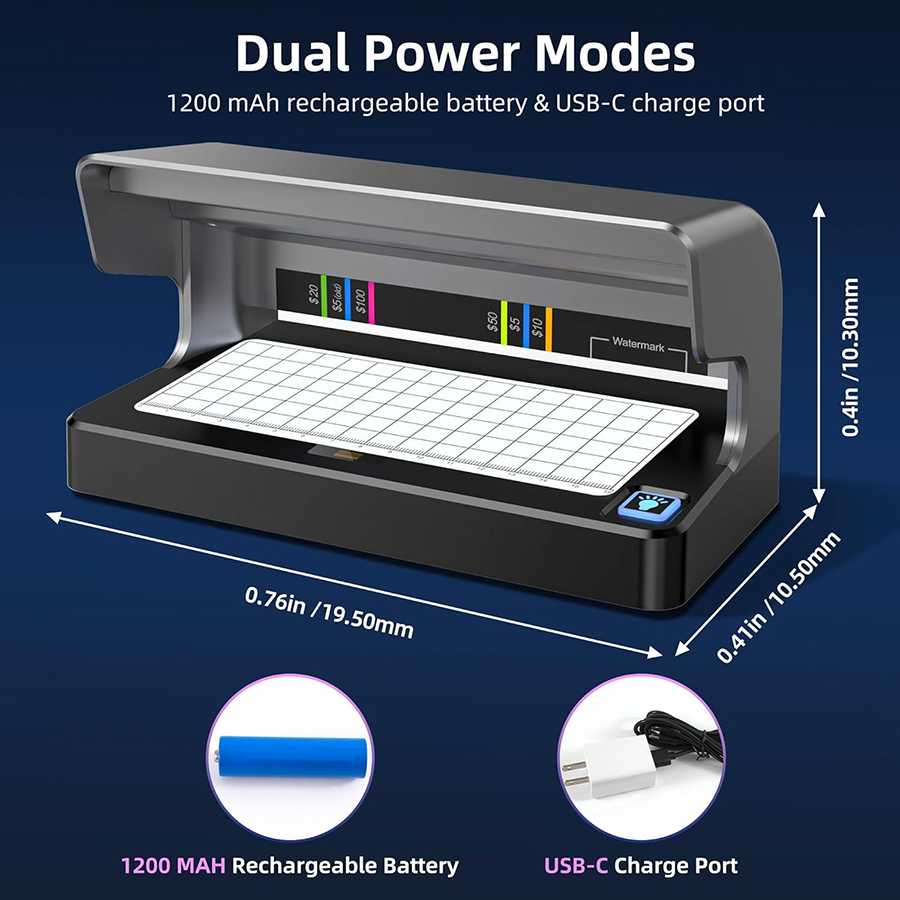 AL-12 Fake Note Detector, UV Money Checker for Clear Cash Verification