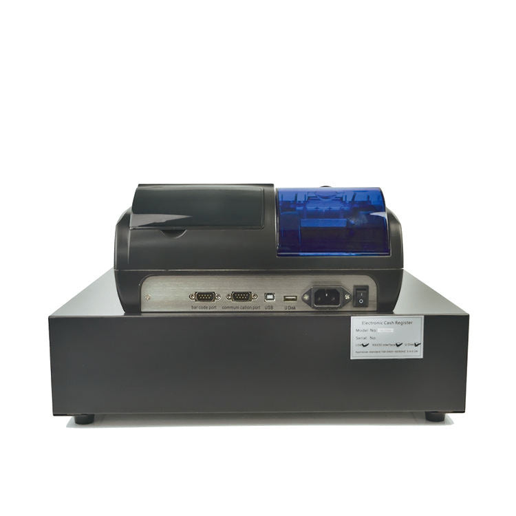 Black Cash Register with Cash Drawer - Electronic POS for Shop & Retail