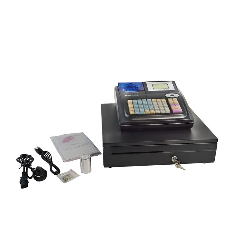Black Cash Register with Cash Drawer - Electronic POS for Shop & Retail