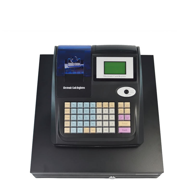 Black Cash Register with Cash Drawer - Electronic POS for Shop & Retail