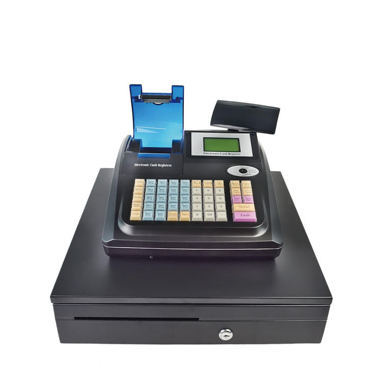Black Cash Register with Cash Drawer - Electronic POS for Shop & Retail