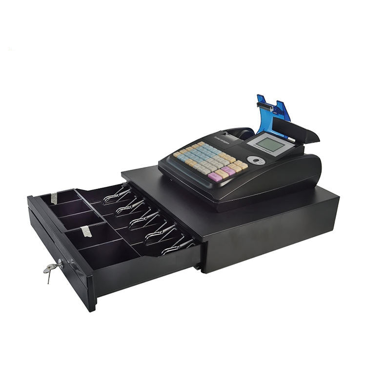 Black Cash Register with Cash Drawer - Electronic POS for Shop & Retail
