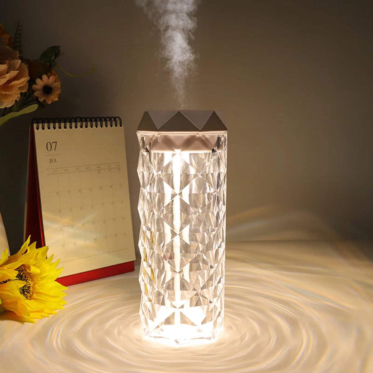 Crystal Humidifier - Cool Mist Ultrasonic Air Humidifier with LED Light
