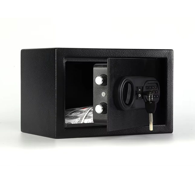 Black Digital Safe Box with Keypad & Emergency Key - Steel Security Safe