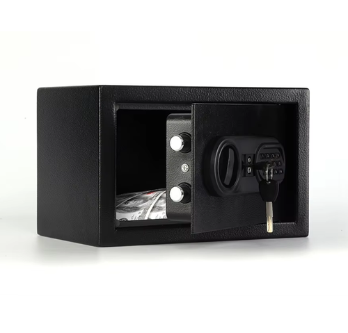 Black Digital Safe Box with Keypad & Emergency Key - Steel Security Safe