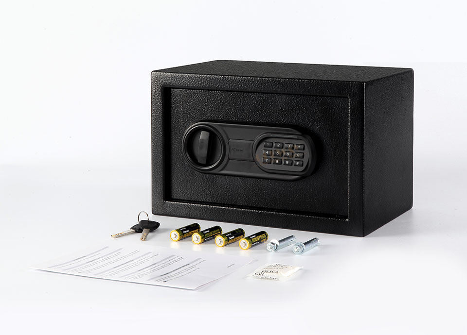 Black Digital Safe Box with Keypad & Emergency Key - Steel Security Safe