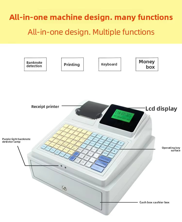C50 All-in-One POS Cash Register with UV Money Detector & LCD Display