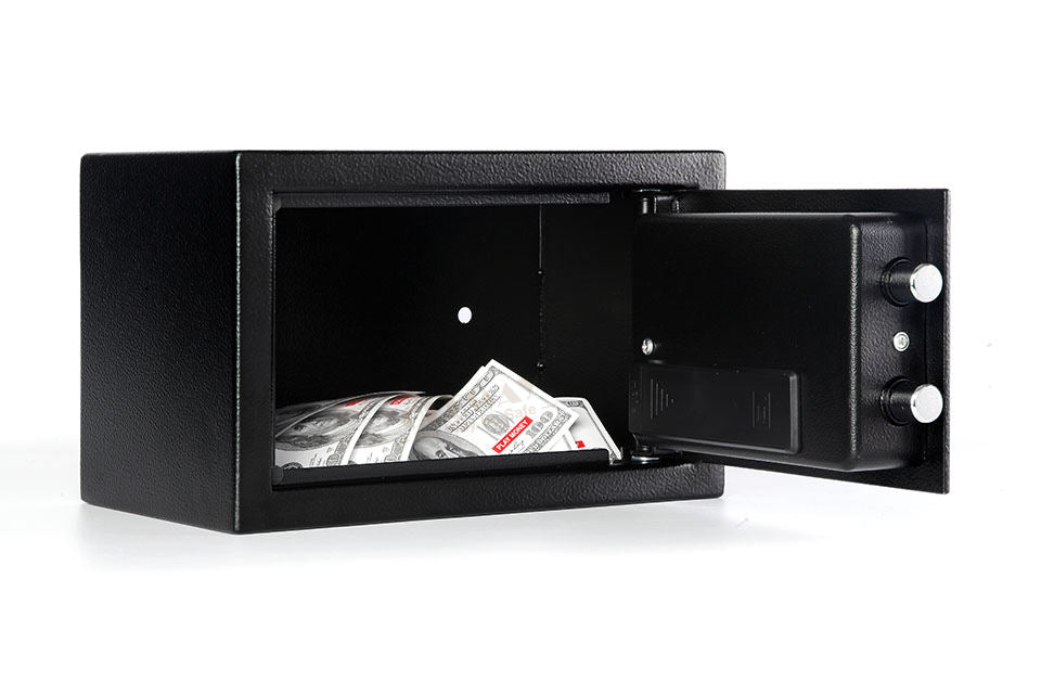 Black Digital Safe Box with Keypad & Emergency Key - Steel Security Safe