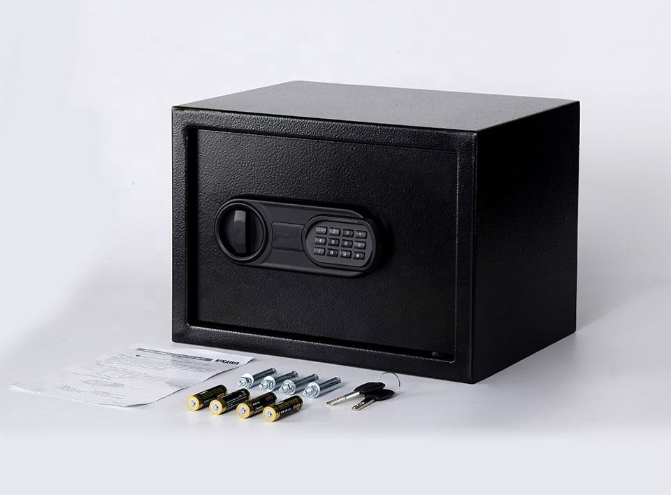 Black Digital Safe Box with Keypad & Emergency Key - Steel Security Safe