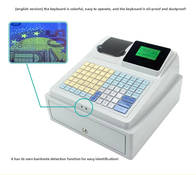 C50 All-in-One POS Cash Register with UV Money Detector & LCD Display
