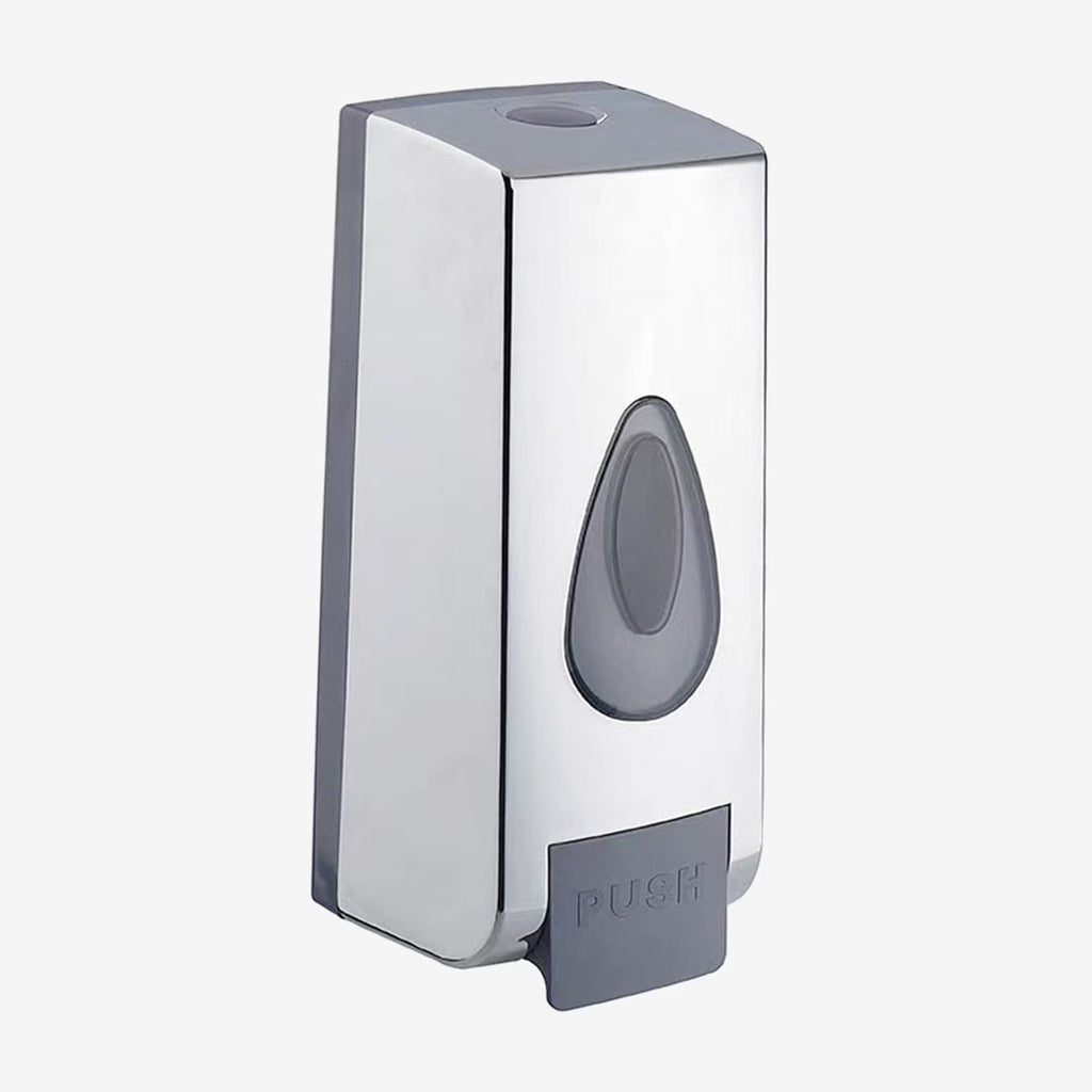 Soap Dispenser 400ml Chrome with Grey Push Pump, Refillable