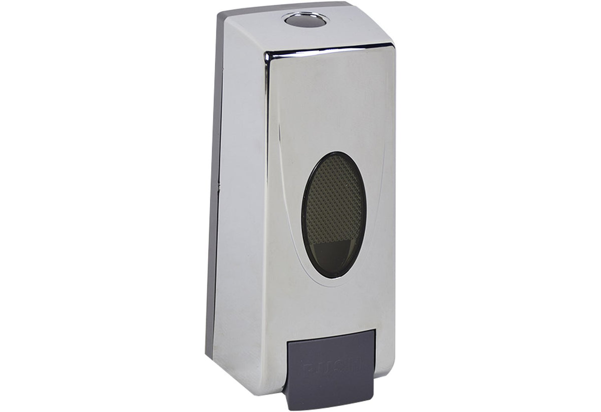 Soap Dispenser 400ml Chrome with Grey Push Pump, Refillable
