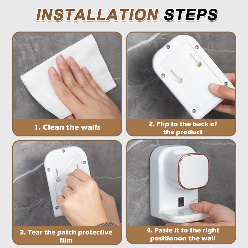Toothpaste Dispenser, Wall Mounted Squeezer with Toothbrush Holder
