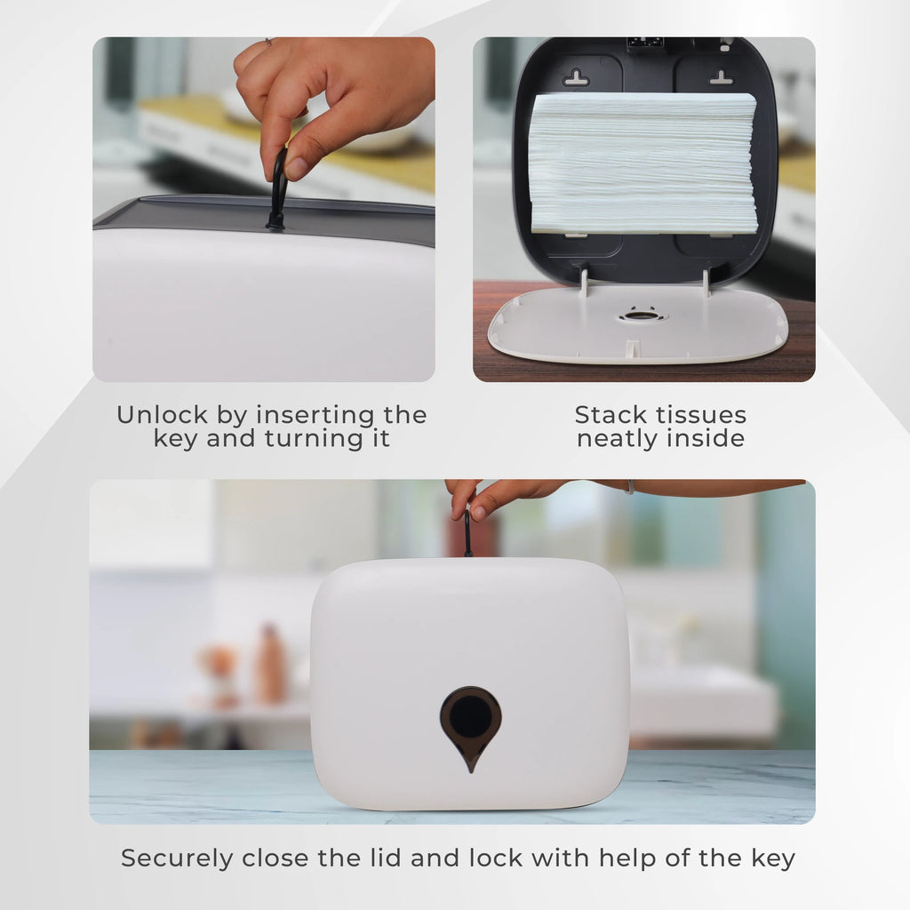 White Tissue Dispenser, Wall Mounted Tissue Box Holder