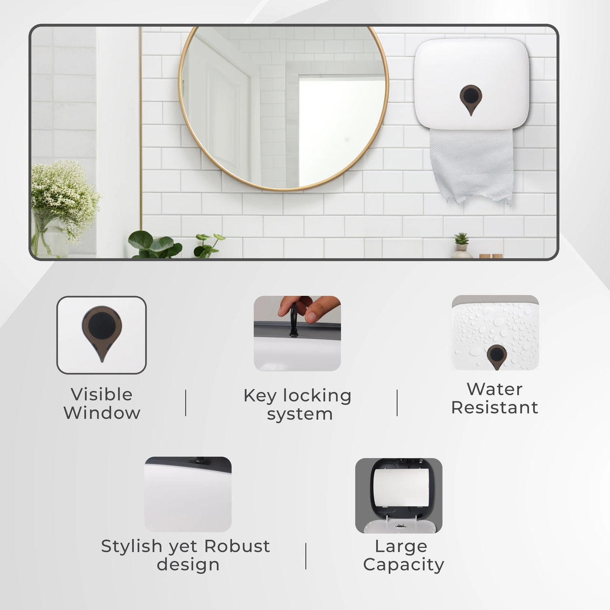 White Tissue Dispenser, Wall Mounted Tissue Box Holder